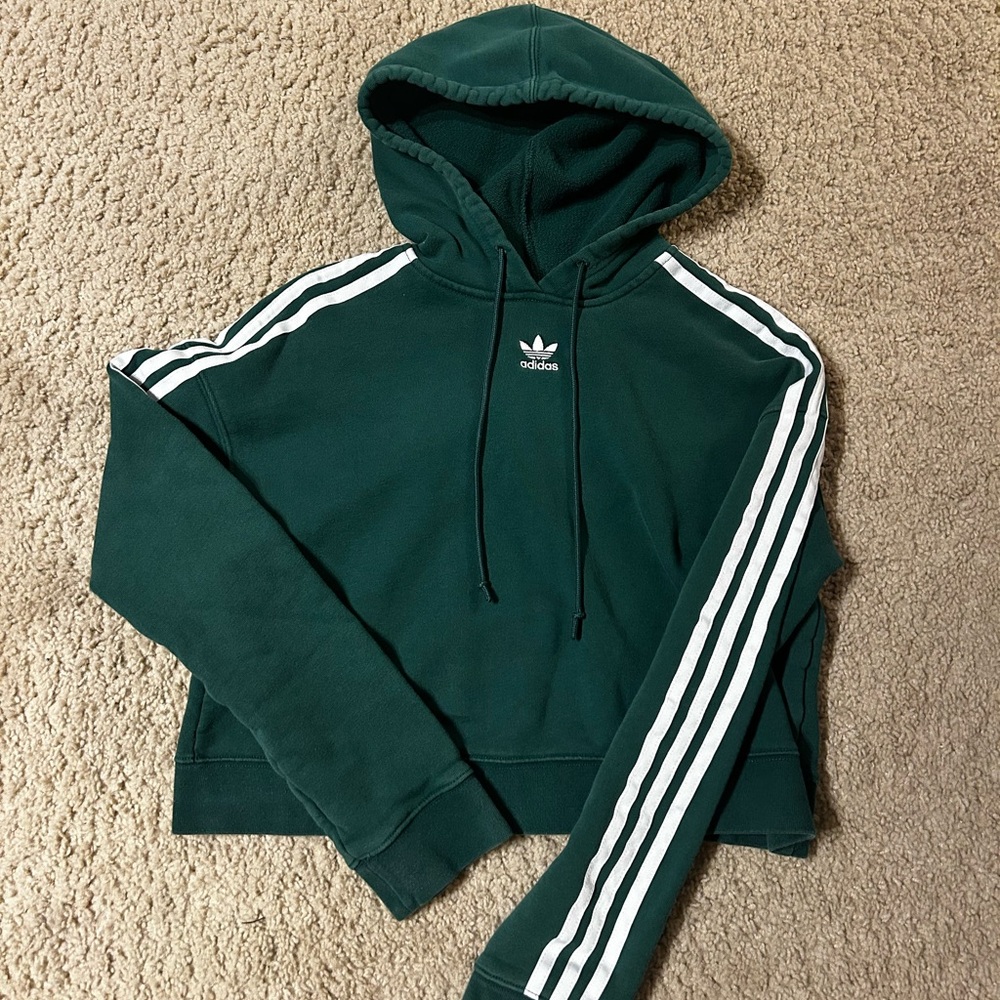 Adidas Forest Green Hoodie with White Accents